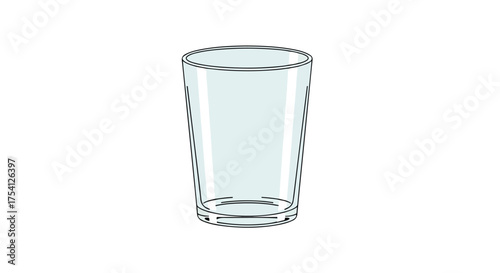 Translucent tumbler illustration on stark white showcasing minimalism and crystal clearness, appealing presentation style