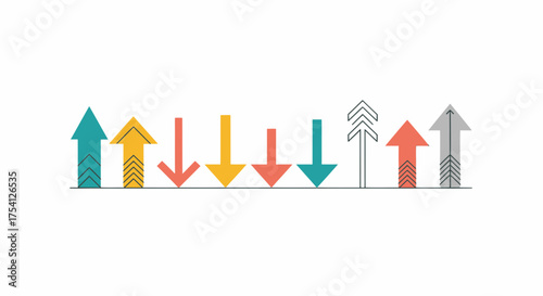 Directional Arrows Show Upward And Downward Trends Illustration