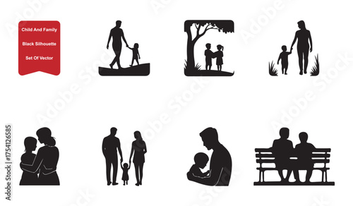 Diverse family silhouettes showcasing love connection and togetherness