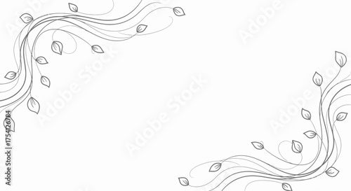 Elegant Botanical Frame With Swirling Vines And Delicate Leaves