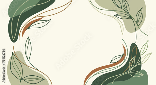 Elegant Botanical Frame With Earth Tones For Invitations And Stationery