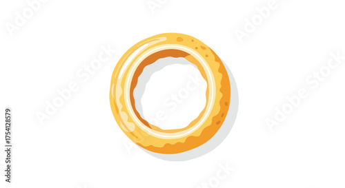 Stylized Donut Illustration with Light and Shadow Depicting a Circular Pastry Treat Against a White Backdrop