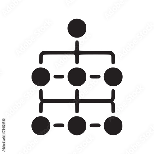 A simple hierarchical diagram with three levels of nodes connected by horizontal and vertical lines