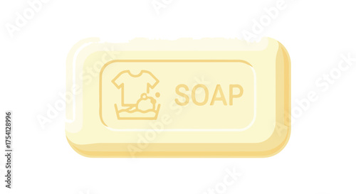 Creamy bar soap with laundry symbol represents cleanliness and essential hygiene product for everyday use promoting healthy living