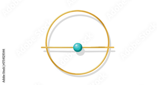 Minimalist golden ring with turquoise sphere on white backdrop offering a modern elegant touch perfect for any visual content that requires