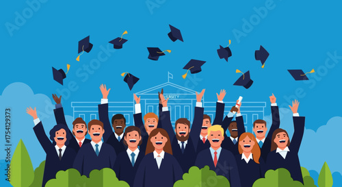 Celebrating Academic Achievement Students Tossing Caps at Graduation Ceremony