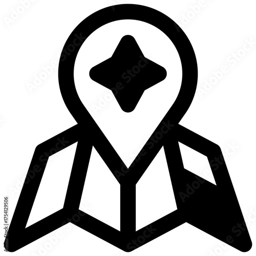 Cartography. Outlined stroke vector icon with black-filled details.