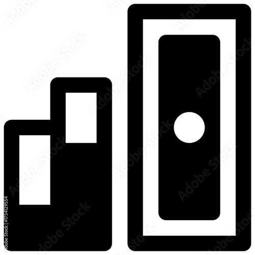 Economics. Outlined stroke vector icon with black-filled details.