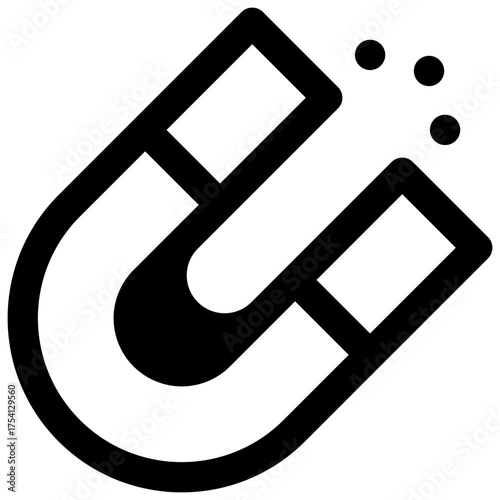 Electromagnetism. Outlined stroke vector icon with black-filled details.