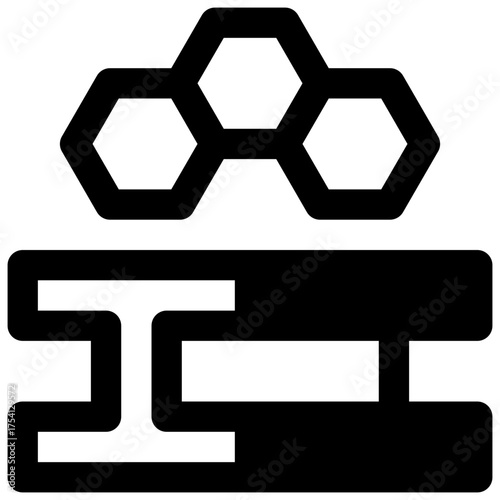 Materials science. Outlined stroke vector icon with black-filled details.