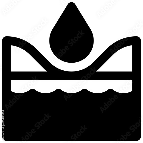 Hydrology. Outlined stroke vector icon with black-filled details.
