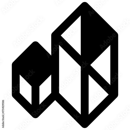 Mineralogy. Outlined stroke vector icon with black-filled details.