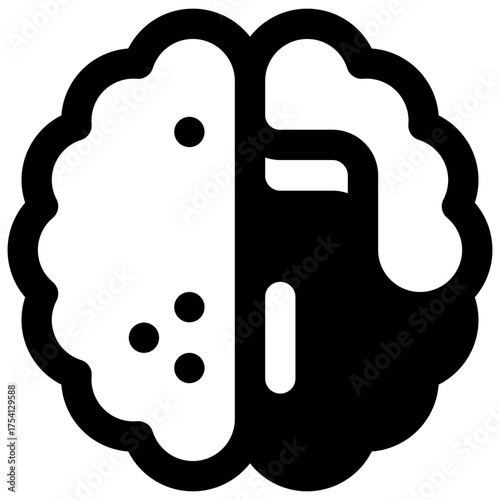 Neuroscience. Outlined stroke vector icon with black-filled details.