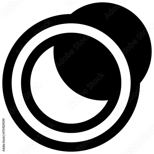 Optics. Outlined stroke vector icon with black-filled details.