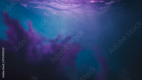 An abstract, blurred background of the ocean depths with rays of light. Luxurious and expensive website 