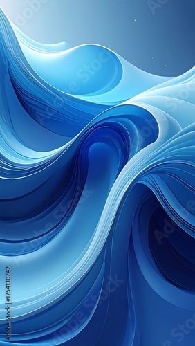 Abstract blue waves, with a bright, smooth appearance, creating a sense of movement and depth