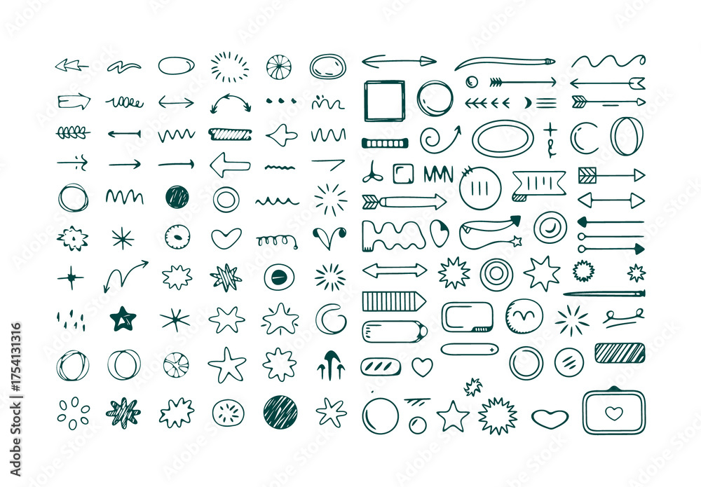 Vector Hand Drawn Doodle Arrow and Element Set Stock Template | Adobe Stock