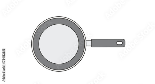 Gray fry pan illustration emphasizing its simple design and focusing on cooking preparation imagery as minimalist cookware visual 77 characters