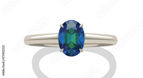 Elegant solitaire ring with a captivating oval-cut sapphire gemstone, set in a delicate silver band that radiates refinement and gracefulness