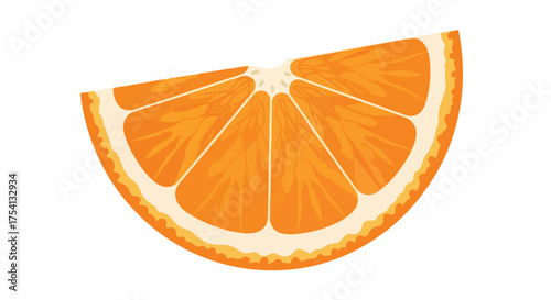 Vibrant orange segment with juicy pulp and white rind, offering a refreshing and healthy refreshment ideal for illustrating nutrition or summer themes