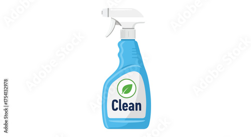 Eco-Friendly Cleaning Solution in Blue Spray Bottle with Leaf Symbol for Home Sanitization and Disinfection usage in residential areas
