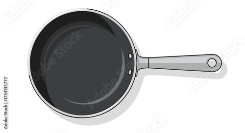 Illustration of a Frying Pan from Above for Culinary or Kitchenware Designs and Recipes  or Cooking Tutorials