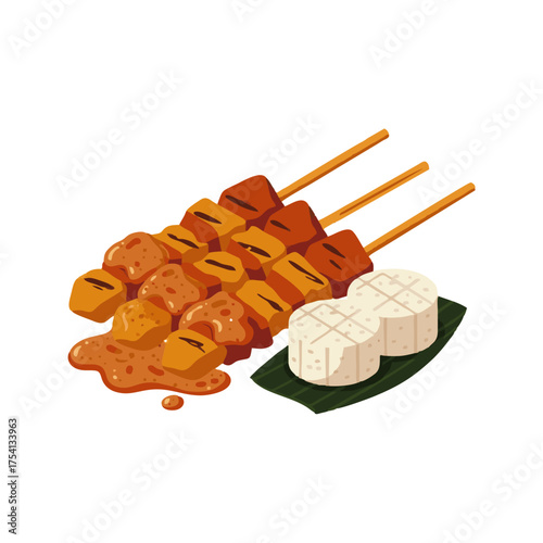 Flat vector of Indonesian chicken sate.ai
