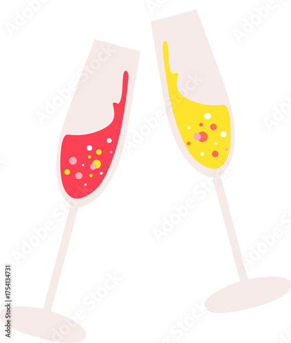 New Year Champagne Glasses Toast