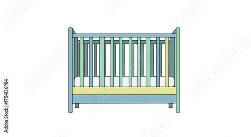 A Charming Pastel-Colored Baby Crib with Clean Lines and Playful Design for Nursery Decor Fifty-Nine