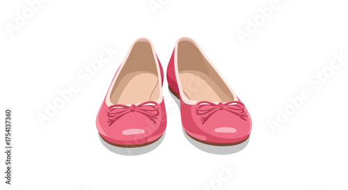 Elegant pink ballet flats illustration on a plain white background showcasing style and comfort perfectly positioned