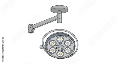 Modern surgical operating room light with articulated arm design, clinical precision instrument for hospitals and medical institutions