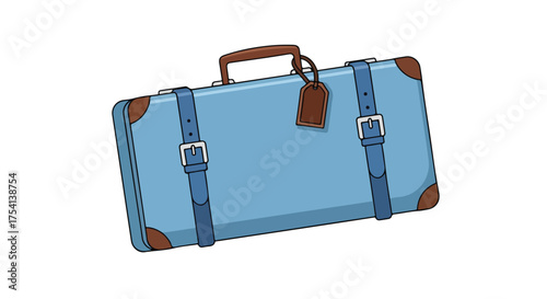 Illustration of an old-fashioned suitcase, evoking travel adventures and vintage charm. A delightful graphic asset for travel, art and design project