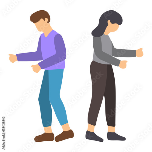 Man and Woman Looking for Something Illustration