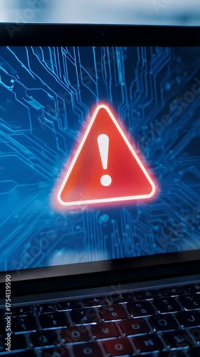 Wallpaper Mural Laptop screen shows warning over circuit pattern Torontodigital.ca