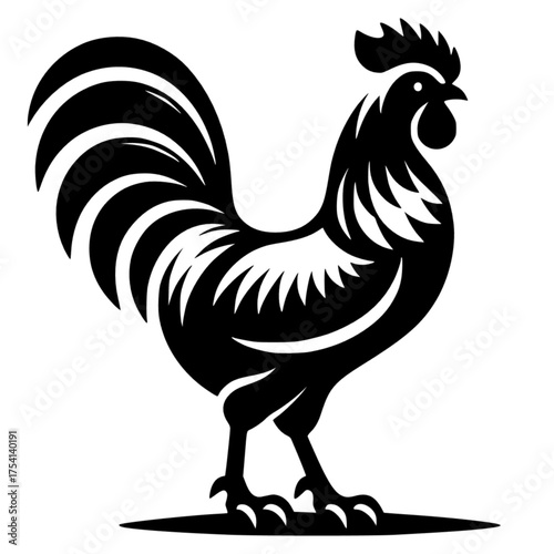 Chicken vector silhouette icon isolated on white background,
