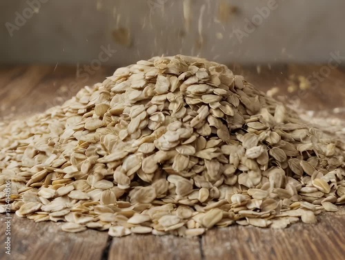 Wallpaper Mural Pile of uncooked oats on wood Torontodigital.ca