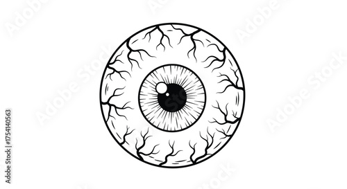 An illustration of a bloodshot eyeball with veins.
