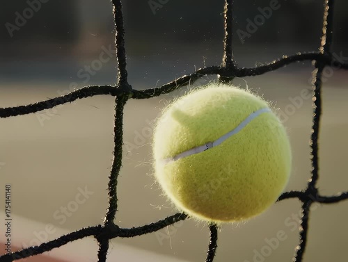 Wallpaper Mural Tennis ball snagged in a dark net Torontodigital.ca