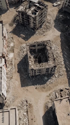 Wallpaper Mural Ruined buildings with debris, aerial view Torontodigital.ca