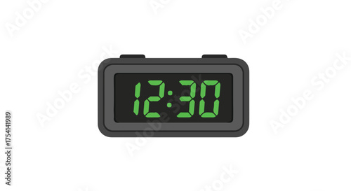 Digital clock displaying half past midday, showcasing punctuality and precise timekeeping with clarity against a clean backdrop