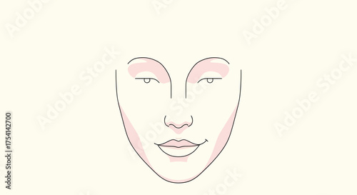 Abstract Woman Face Illustration Minimalist Style With Pastel Blush