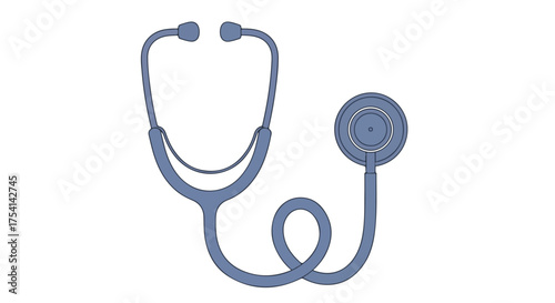 Medical stethoscope outline with minimalist design, portraying healthcare and medical assistance, clean and simple diagnostic tool representation