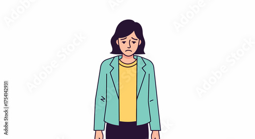 Businesswoman Experiencing Sadness Or Disappointment In Minimalist Style