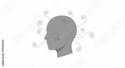 Conceptual Thinking With Head And Swirls Mind Concept