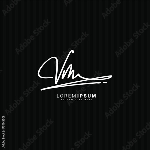 VM Initial Letter Signature Logo Template - Handwritten Vector Logo Template