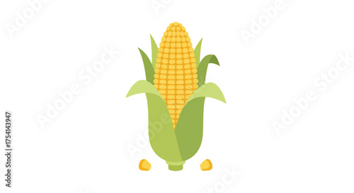 Stylized corn vector illustration featuring fresh, vibrant colors and a clean, contemporary design suitable for various applications