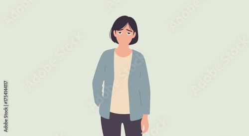 Illustration Of Woman Feeling Anxious And Experiencing Mental Fatigue