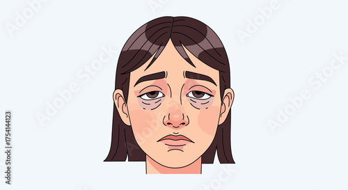 Illustration Of Tired Young Woman With Dark Circles Under Her Eyes