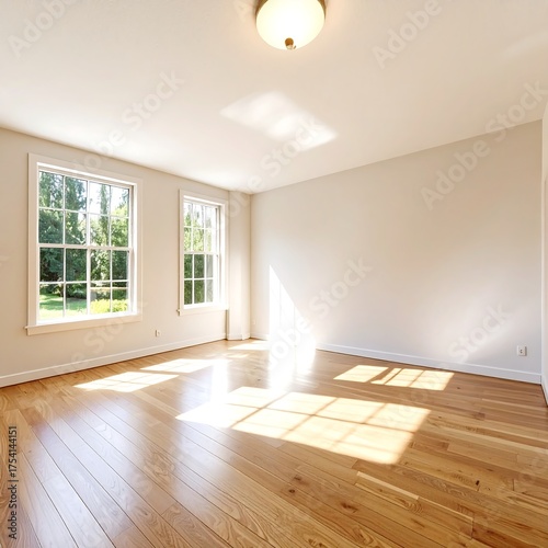 Wallpaper Mural Sunlit room with hardwood floors Torontodigital.ca