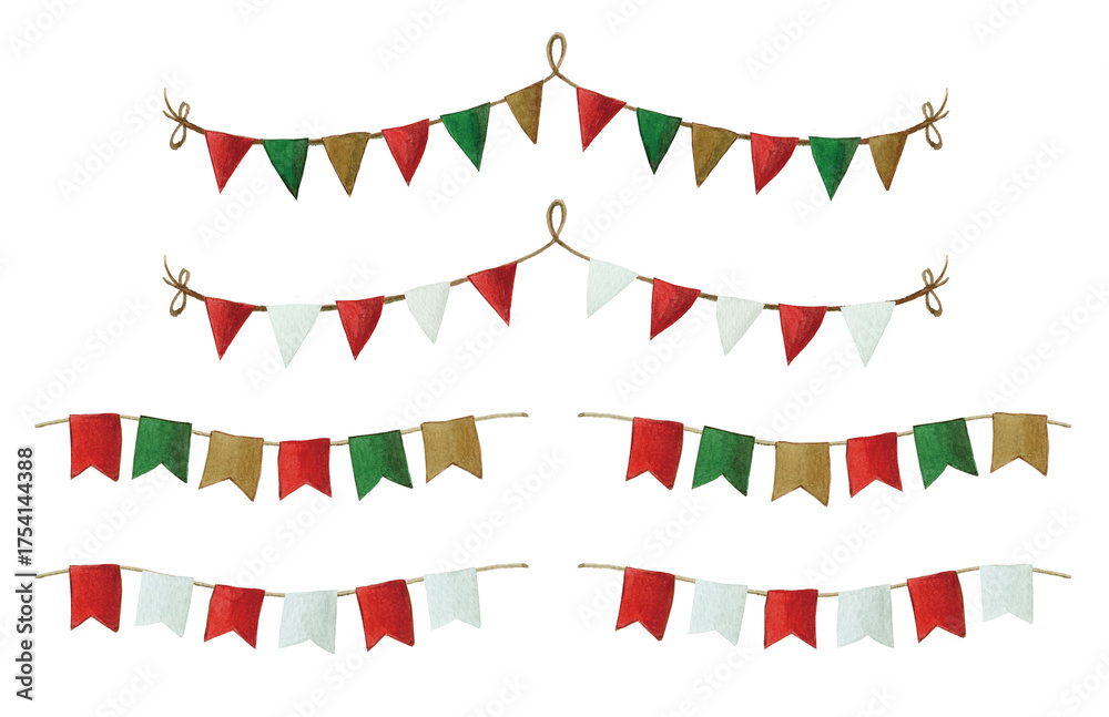 Fototapeta premium 水彩のガーランド Party Banners and Garlands Set